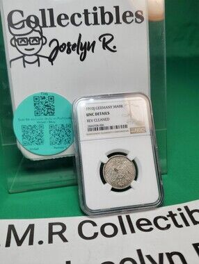 1910 J unc details rev cleaned Germany Silver Mark NGC KM 14